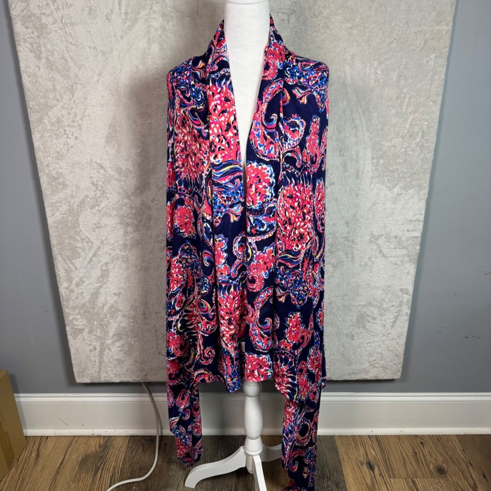 Lilly Pulitzer Womens Scarf Wrap Bright For The Halibut Rayon Paisley Pink Blue